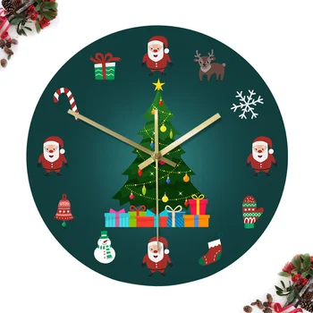 

1PC Cartoon Durable Decorative Creative Christmas Hanging Clock for Living Room Bedroom Kids Room Office