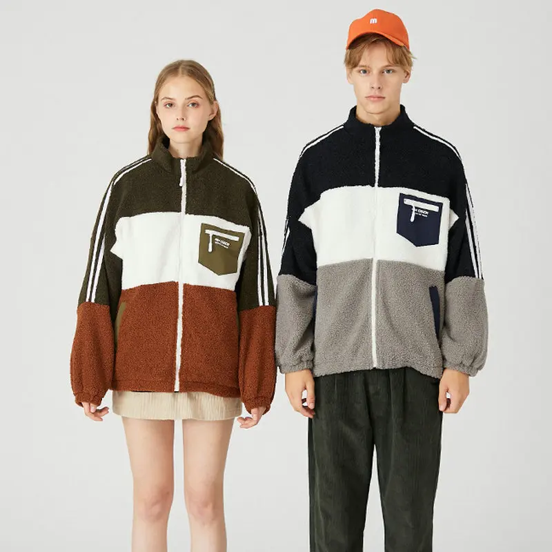 

YUPINCIAGA New trendy couples hit color Sweatshirt Teddy hair couple hip hop Women Man Clothes Sweet Winter Thick Sweatshirt