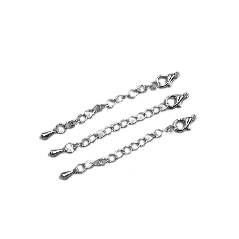 rhodium 50 шт., длина 50 мм/70 мм, удлиняющая цепочка для ожерелья, 12 мм, застежки для браслета, удлиняющие цепочки, оптом, для самодельных ювелирных изделий - Цвет: rhodium