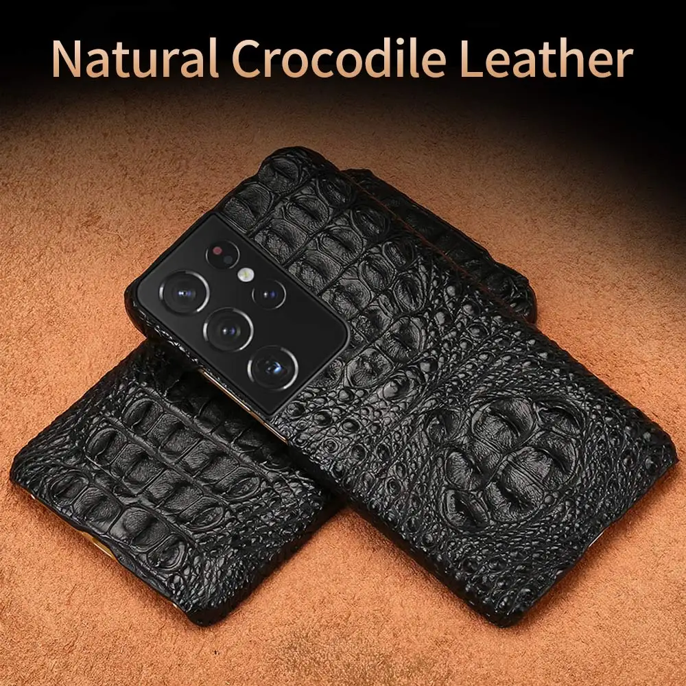 LANGSIDI Luxury Crocodile phone case For samsung galaxy s21 ultra s20FE coque Genuine leather cover For Galaxy s21 plus note 20