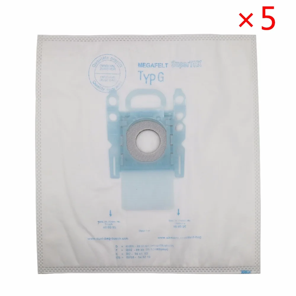 5 упаковок пылесборник для Bosch Microfibre Type G GXXL GXL MegaAir SuperTex BBZ41FGXXL неоригинальный|vacuum