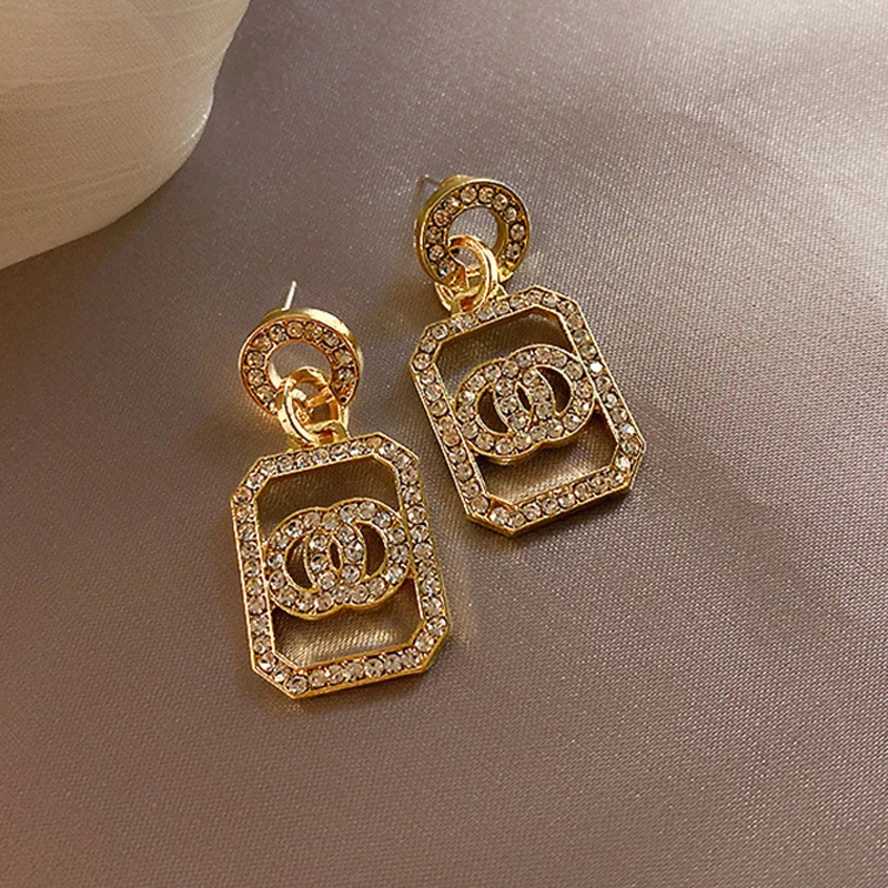 Rhinestone Flash-Earrings Fashion Jewelry LATS Long-Retro Gold/silver-Color Women 