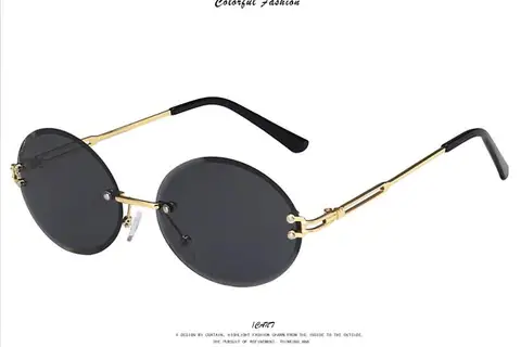 Oval Rimless Sunglasses Women Brand Design Sun Glasses Gradient Pink Lens Men Lady Vintage Glasses UV400 Eyeglasses