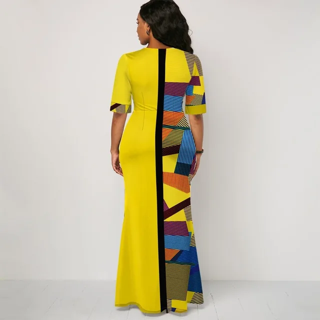 Okeke Printed Long Sleeve Africa Dress - Image 4
