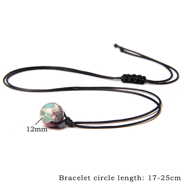 Round Minerals Healing Stone Beads Pendant Necklace Jewelry For lucky Women Men Handmade Black Rope Necklace Gifts Bulk