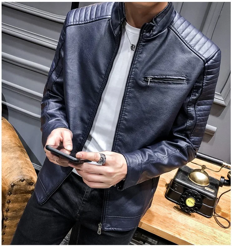 Модный бренд High Street искусственная кожа для мужчик куртка Байкер Slim Fit замшевые куртки для мужчин Твердые молнии ПУ Топы пальто DS50869