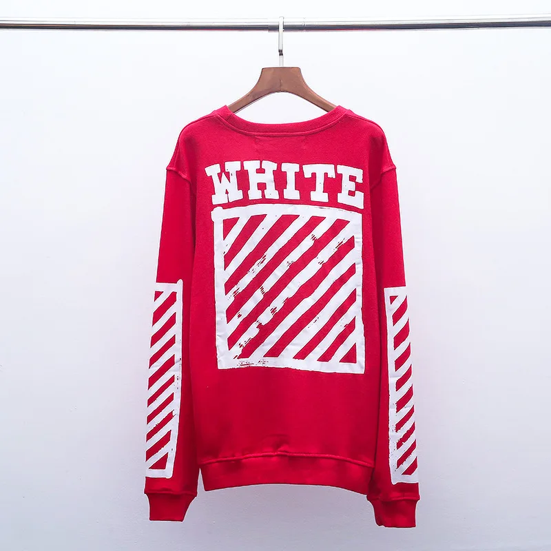 OFF-WHITE Повседневная хлопковая круглая шея с длинным рукавом коробка диагональные полосы уличная спортивная мужская Толстовка женские пальто