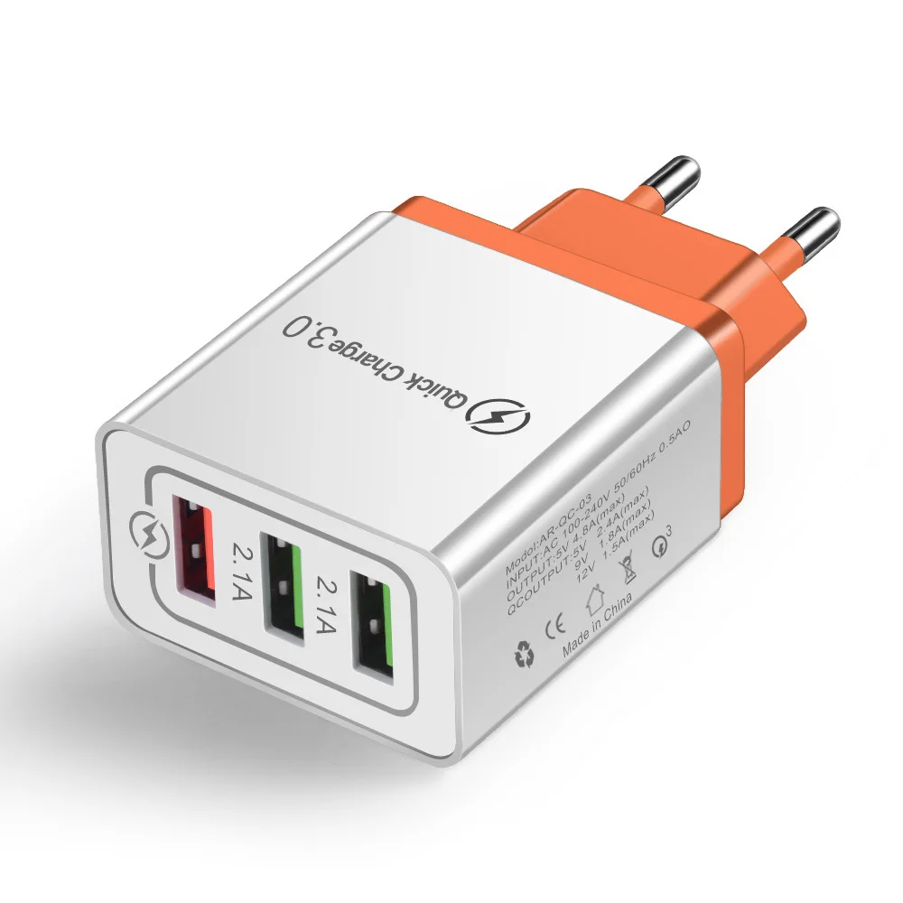 Crauch 18 Вт Быстрая зарядка 3,0 быстрое USB зарядное устройство для Xiaomi samsung s9 3U EU US Plug qc 3,0 настенное зарядное устройство для huawei iPhone x - Тип штекера: Orange