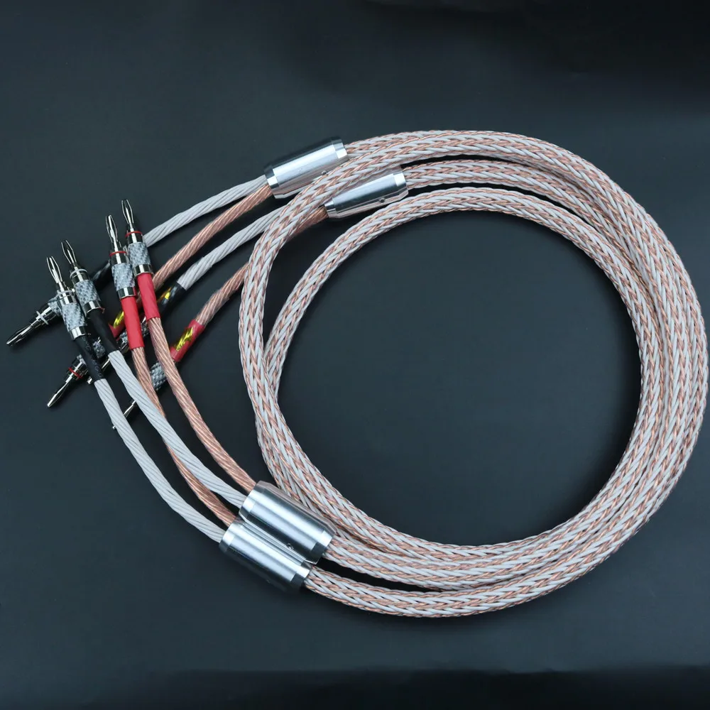 XSSH audio Hi-end DIY HIFI Silver Plated Y shape spade to banana plugs 12TC 24 core speaker cable Cord Wire | Электроника