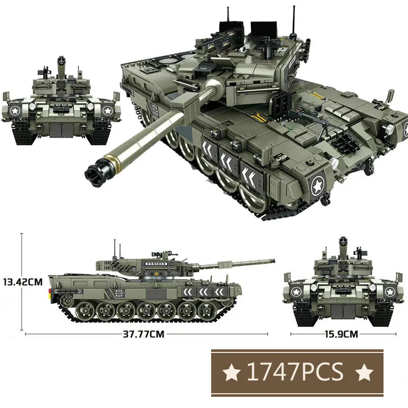 Военная серия 1747 шт. WW2 армейский леопард 2 Основной боевой танк модель строительные блоки игрушки для детей Подарки - Цвет: No original box