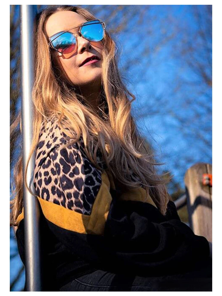 leopard panel drop shoulder sweatshirt