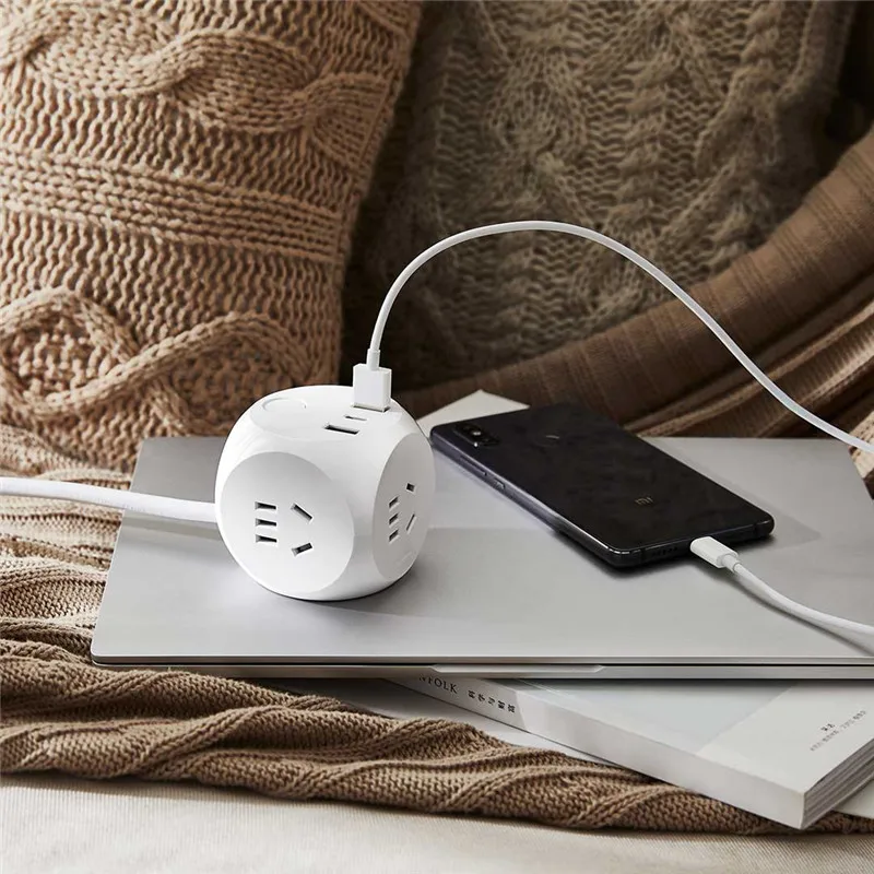 Xiaomi Aigo Cube розетка с адаптером питания 1,5 м кабель USB 5 В 2.4A/type-C 5 в 3A Быстрая зарядка 3 национальных стандартных порта