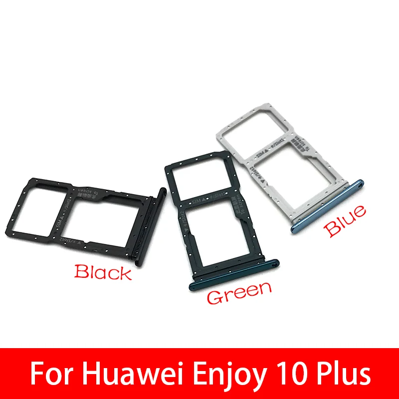 Лоток для sim-карты адаптер держателя слота аксессуары для huawei Enjoy 10 plus sim-карта синий черный зеленый