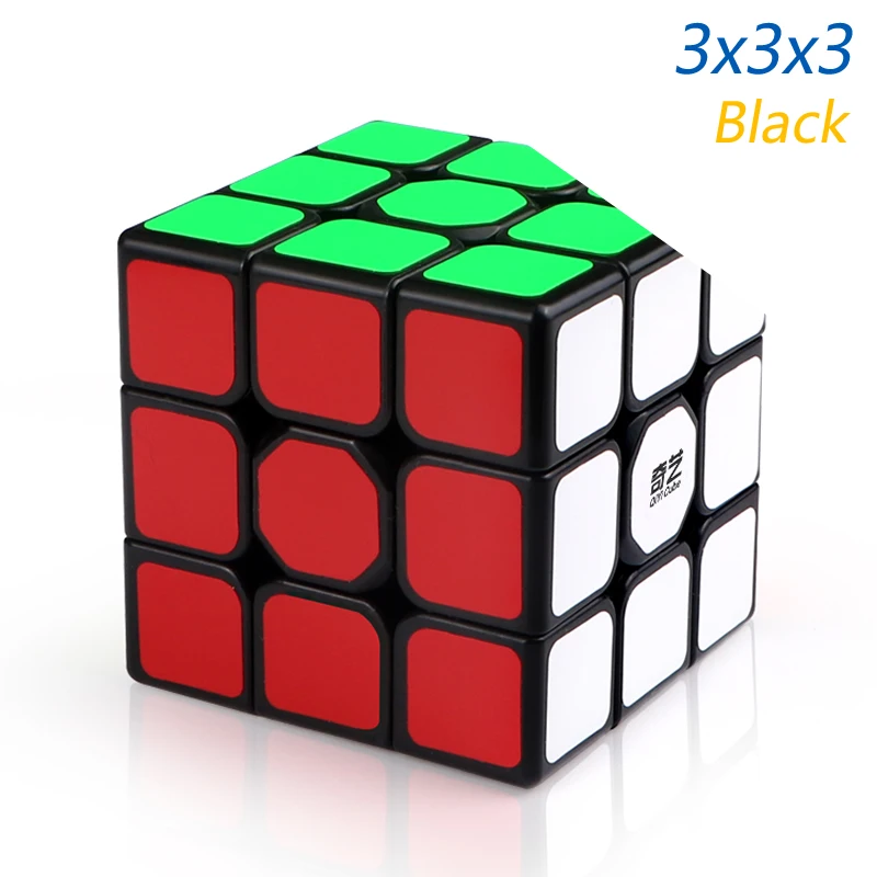 Магический кубик, пазлы QiYi 2x2x2 3x3x3, скоростной кубик 2x2 3x3, Pyraminxeds, перекошенный пластик, скручивающаяся антистрессовая развивающая игрушка для детей - Цвет: 3x3x3 Black