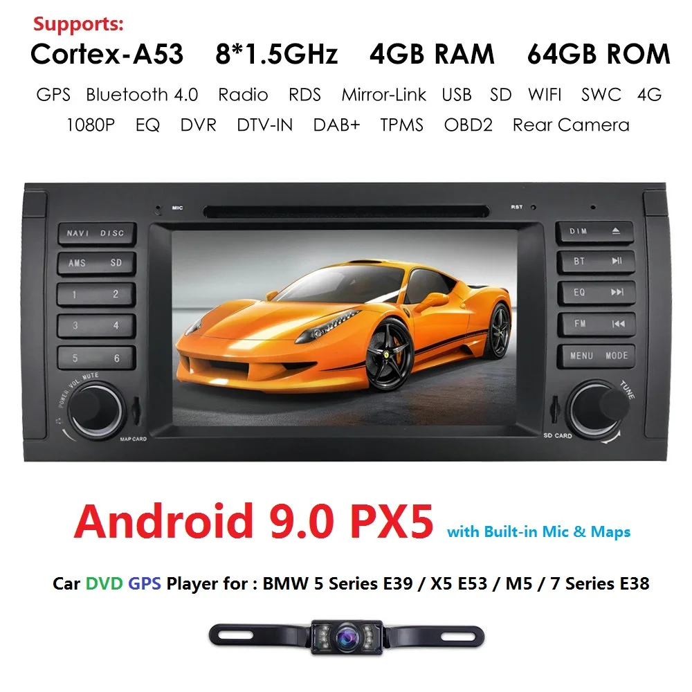 Excellent Android 9.0! 7 Inch In Dash Car DVD Player Multimedia For BMW/E39/X5/M5/E53 With 4GRAM Canbus 4GWifi GPS Navigation Radio BT CAM 1 Excellent Android 9.0! 7 Inch In Dash Car DVD Player Multimedia For BMW/E39/X5/M5/E53 With 4GRAM Canbus 4GWifi GPS Navigation Radio BT CAM 1