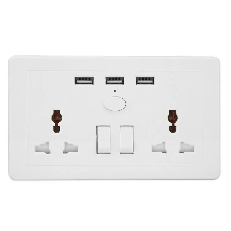 

UK standrad Universal wall socket 2AC outlet 3USB charging ports with switch Smart Socket Panel white