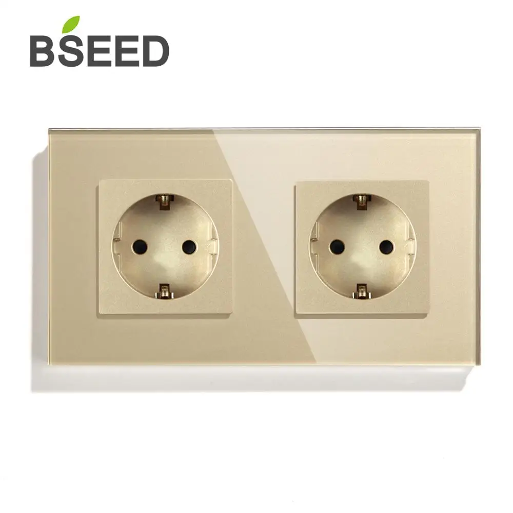 Двойная розетка BSEED европейская стандартная настенная белая черная прозрачная
