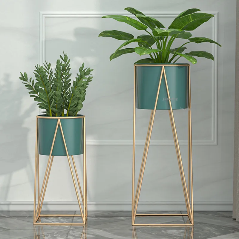 Nordic Minimalist Wrought Iron Flower Storage Rack Modern Home Indoor Living Room Balcony Floor Standing Plant Flower Pot Rack