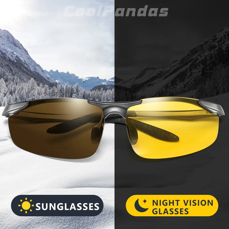 CoolPandas, алюминиевые фотохромные поляризационные солнцезащитные очки для мужчин, очки для вождения, женские, день и ночь, очки для водителя, Oculos De Sol Masculino