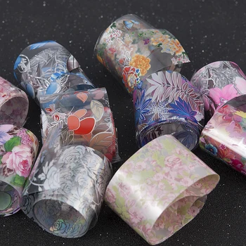 

Flower Transfer Manicure Decor Nail Foil Nail Art Stickers Holographic Decals Art Transfer Sticker DIY Nail Adhesive Art