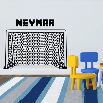 

Soccer Goal Wall Decal with custom name Sport Soccer Wall Decal Art Decor-Football Goal Net Decals Stickers Boys Room A13-048