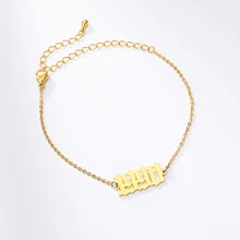 Персонализированные старой английский номер Браслеты для Для женщин 1991 1992 1993 1994 1995 1996 1997 1998 1999 пользовательские Нержавеющая сталь браслет