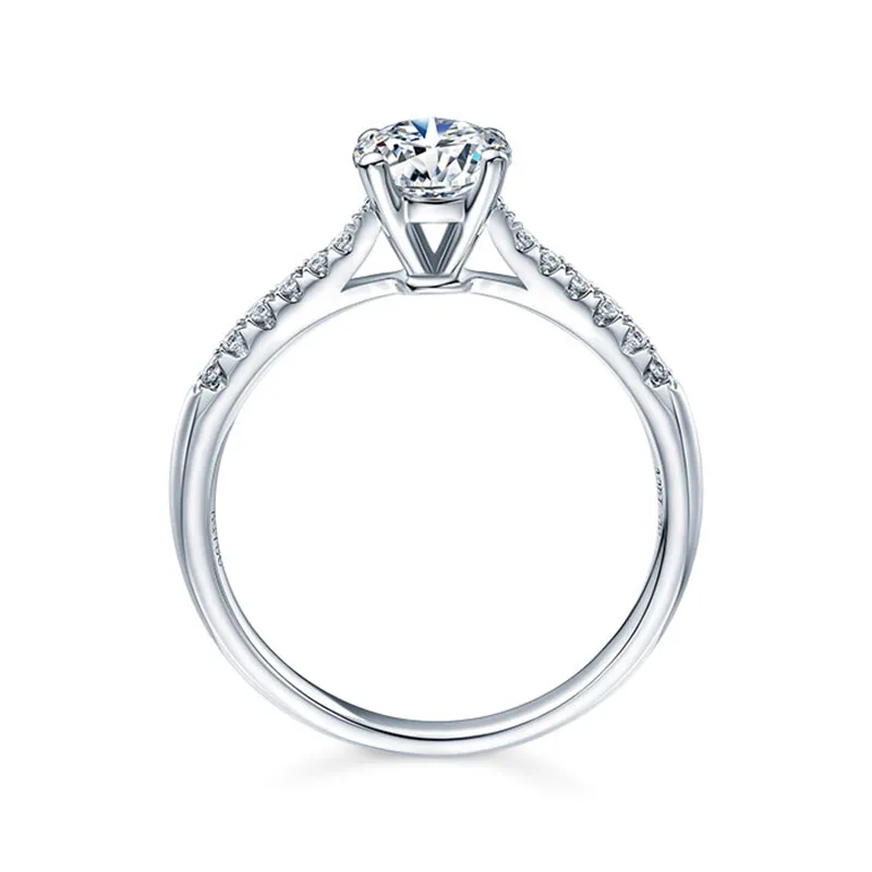 Изготовленное на заказ 18 к белое золото классика 4 коготь Moissanite кольцо ювелирные изделия лабораторный алмаз свадебное кольцо на головщину чистый роскошный стиль