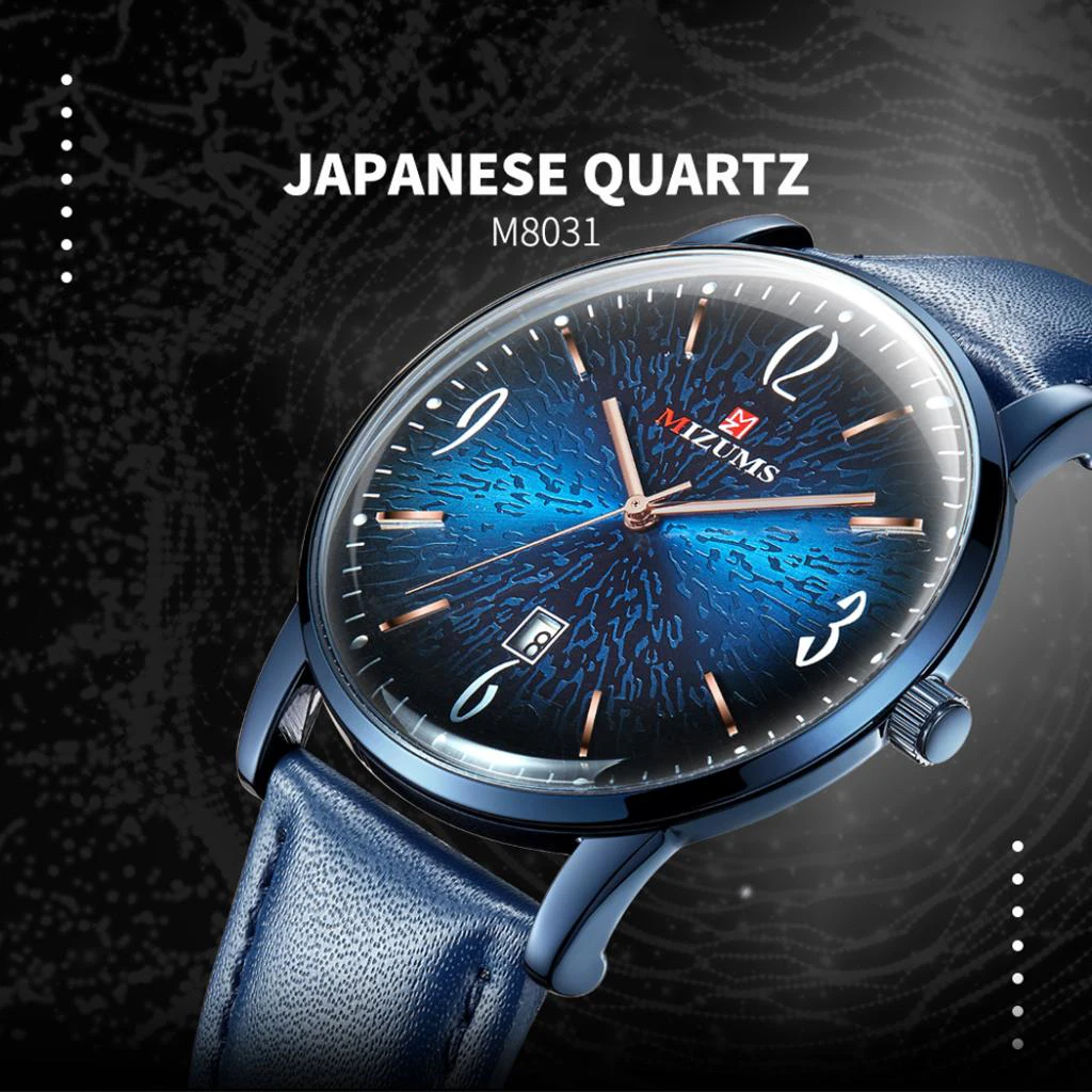 Minimalist Men's PU Leather Band Quartz Watch Waterproof Calendar Window Fashion Quartz Wristwatches 