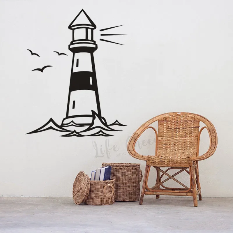 Removable Modern Lighthouse Sailboat Seagull PVC Art Wall Stickers Living Room