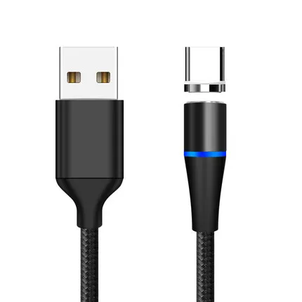 Black With Plug Магнитный зарядный кабель Sarika 3A 360 usb type C для мобильного телефона samsung huawei Xiaomi, светодиодный магнитный кабель usb type-C - Цвет: Black With Plug
