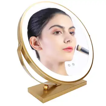 

Round Tabletop LED Makeup Mirror 3 Color Adjustable Rotation Angle Cosmetic Mirror High Definition Smart Control Cosmetic Mirror