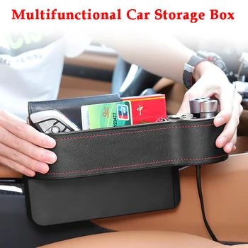 

1pc Car Seat Organizer Gap Catcher Leather Car Organizer Storage Box Cup Holder Multi-function Pocket Storage Car Accessories