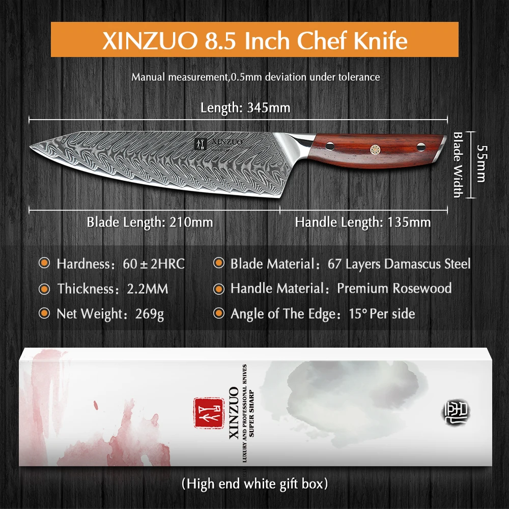 XINZUO 8 5 &quotдюймов шеф повар Ножи 67 слойная японская VG 10 дамасской Сталь Кухня