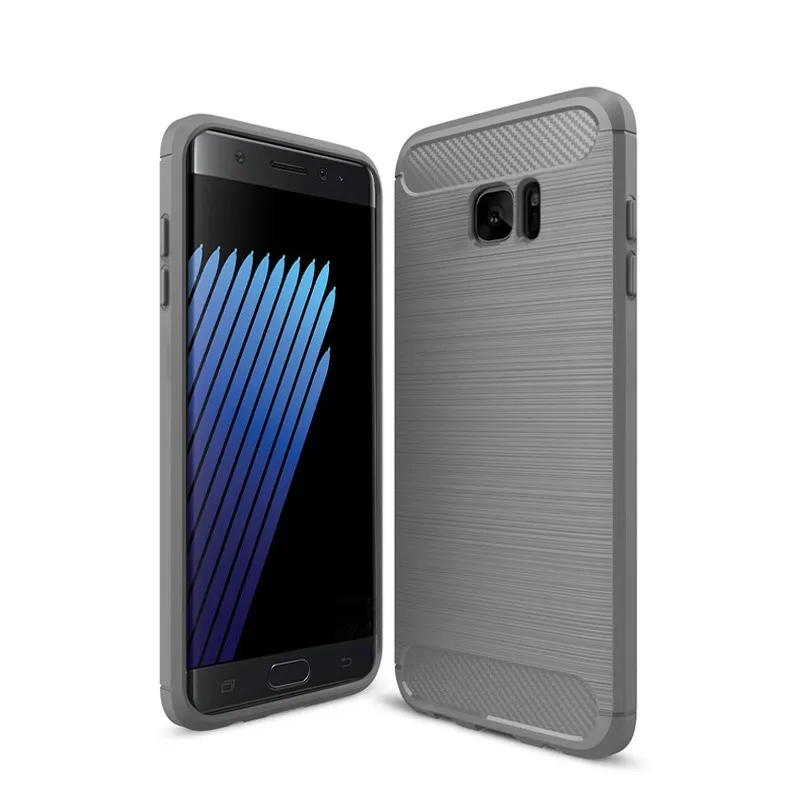 20 шт. для samsung Galaxy Note fe Fan Edition чехол из углеродного волокна Мягкая силиконовая задняя крышка прочная петля для samsung Note 7(P828 - Цвет: Серый