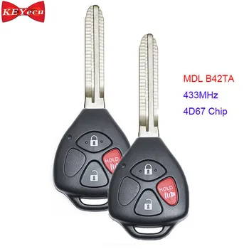 

KEYECU 2pcs for Toyota Hilux 2005 2006 2007 2008 Remote Control Car Key Fob 3 Button 433.92MHz 4D67 Chip FCC ID: MDL B42TA