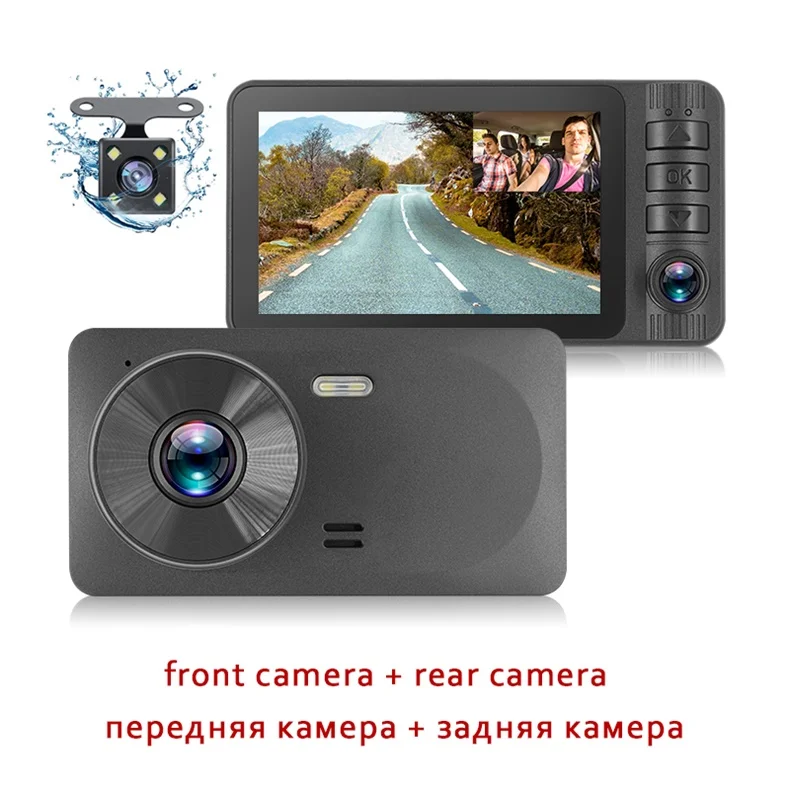 With Rear Camera Стиль Автомобильный видеорегистратор 3 камеры s объектив 3,0 дюймов видеорегистратор двойной объектив с камерой заднего вида видеорегистратор авто регистратор Dvrs - Название цвета: With Rear Camera