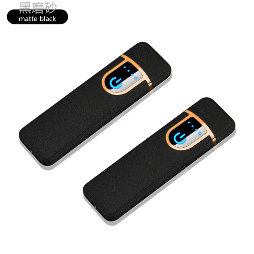 2PCS Matte Black Мини Электронная usb зажигалка, ветрозащитная металлическая зарядка, электрические зажигалки для молодых и старых гаджетов, аксессуары для сигарет - Цвет: 2PCS Matte Black