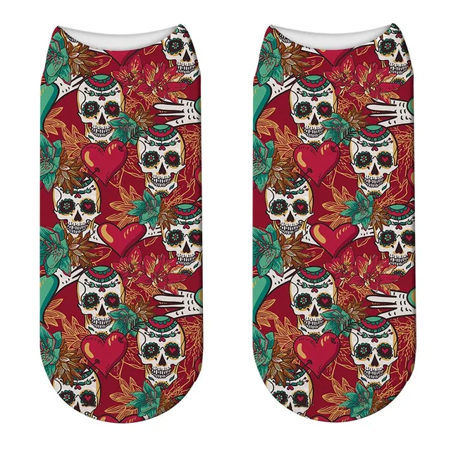 3D Cool Skull Printed Socks For Unisex Women Fashion Funny Low Ankle Socks Harajuku Cotton Comfortable Short Socks For Female Style3