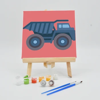 

Digital Oil Paintings By Numbers For Kids 20×20cm On Canvas DIY Acrylic Paint Kits Cartoon Road Roller Picture Children Coloring