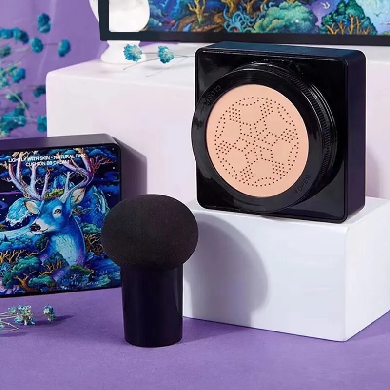 

Best 3pcs Starry Sky Deer Air Pad Loose Powder Mushroom Head Shape Puff Beauty Makeup Set QQ99