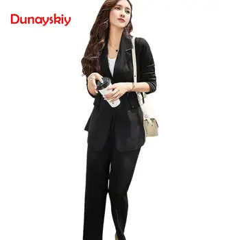 

New Casual Vintage Spring Autumn Pants Suits Women Fashion Hot Sell Solid Blazer & Suits Women's Clothing OL Elegant Pant Suits