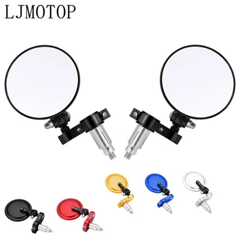 

For Ducati SS 1000 750 800 900 Honda Kawasaki KTM Suzuki Motorcycle 3" Round 7/8" Handle Bar End Mirrors side mirror