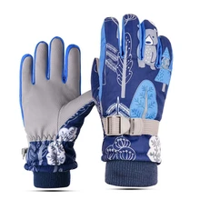 Child Skiing Gloves Snow Boys Girls Winter Cycling Riding Warm Waterproof Windproof Sports Ski Gloves Kids Age 4-15 Years Old