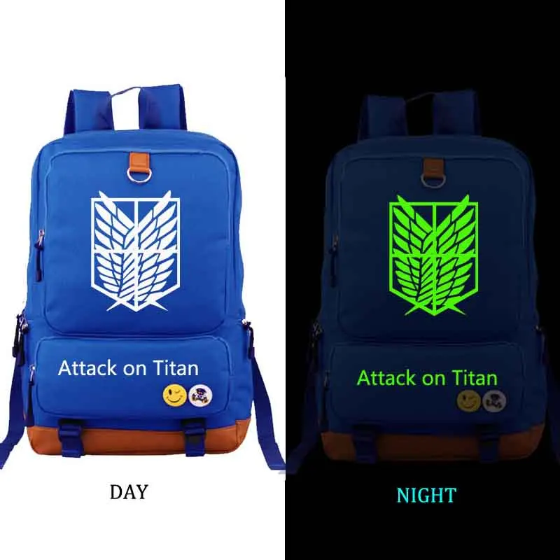 Attack on Titan Backpack Noctilucous student school bag Notebook backpack Leisure Daily backpack - Цвет: BLUE