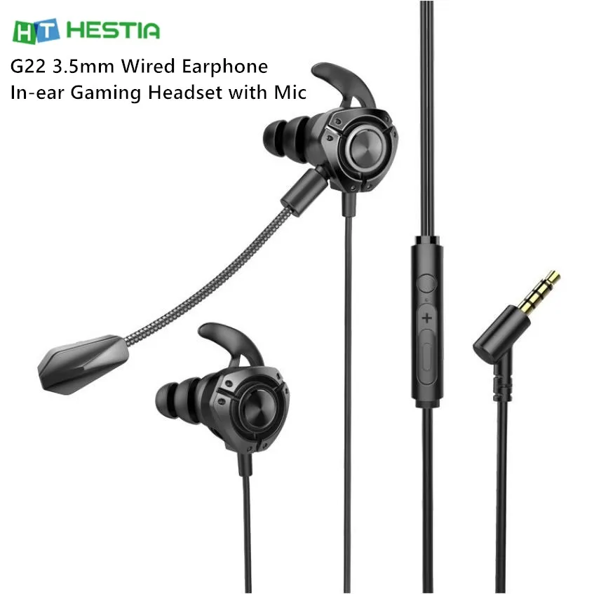 

G22 3.5mm Wired Earphone In-ear Gaming Headset with Mic TPE Wire Silicone Ear Hook/ Ear Plug Headphone for Computer/Mobile/PS4