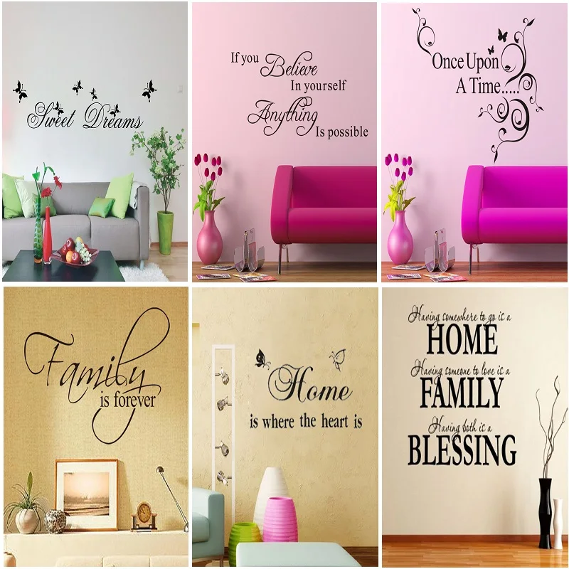 Butterfly flower Family is forever sweet dreams Living Room bedroom Vinyl Wall Decal boy room murals Wall Sticker Home Decor