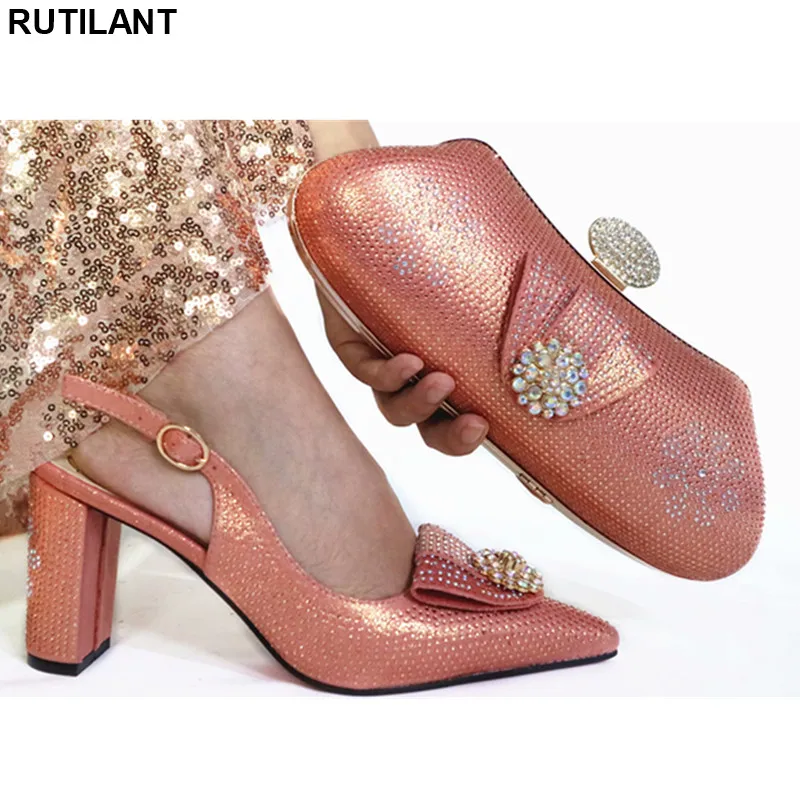 

Fashion Women Shoe and Bag Set In Italy Wedding Shoes and Bag Set African Wedding Italian Shoe and Bag Sets Ladies Heels Women
