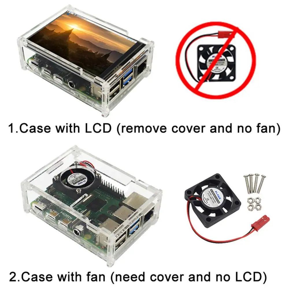 Для Raspberry Pi Модель B 3,5-дюймовый жидкокристаллический дисплей с сенсорным экраном+ сенсорная ручка+ акриловая прозрачная замена корпуса