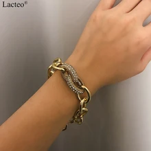 Lacteo, панк, блестящие стразы, браслет для женщин,, модный, золотой, массивный, Lasso, цепочка, очаровательный браслет, массивное ювелирное изделие