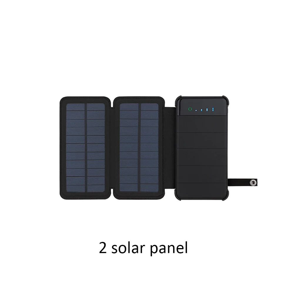2 solar panel Outdoor Portable Folding Foldable Waterproof Solar Panel Charger Mobile Power Bank 10000mAh For Cellphone Battery Dual USB Port - Цвет: 2 solar panel